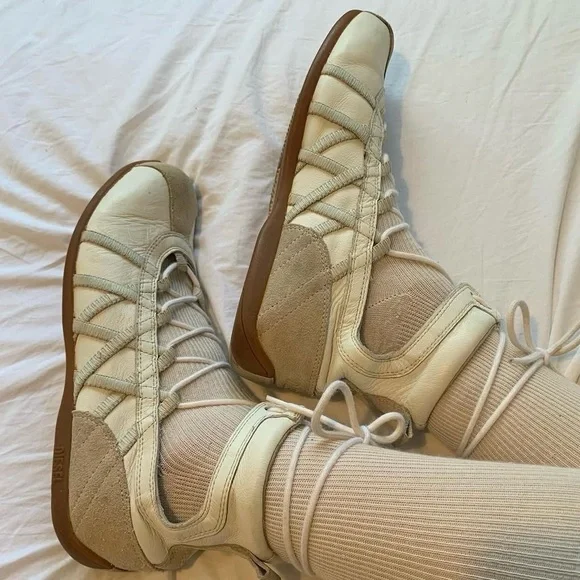 Vintage Diesel Cream Lace-Up Sneaker/ Ballet Flats - Picture 1 of 10